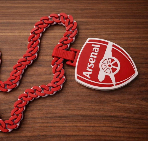 Arsenal FC 3D Printed Pendant & Chain – Red PLA Football Necklace – Gunners Fan Gift – Handmade Soccer Jewelry for Supporters- Champions