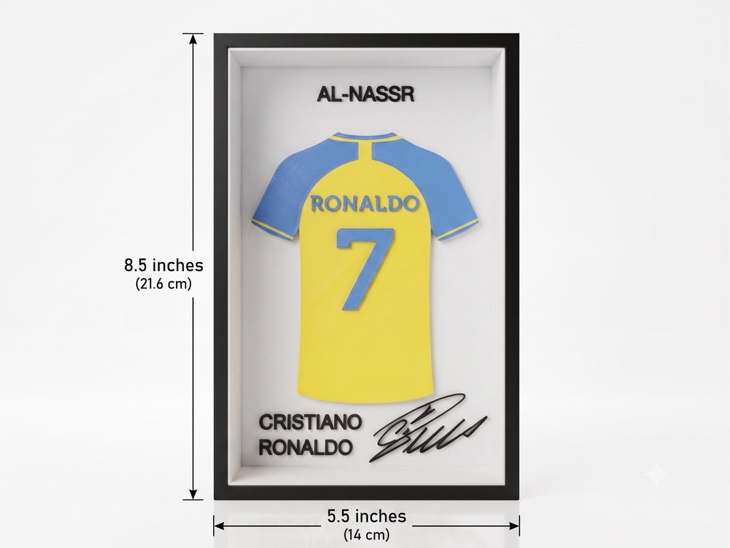 Cristiano Ronaldo Al-Nassr Jersey Shadow Box  • 3D Printed  CR7 Wall Art • Ronaldo Gift • Al-Nassr Football Decor • Jersey Display