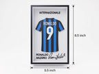 Ronaldo Nazário R9 Inter Milan 3D Printed Jersey Shadow Box | Legend Soccer Art | Desk, Shelf, or Wall Decor | Back to School Dorm Room Gift