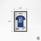 Kylian Mbappe France 3D Printed Jersey Frame – Premium Layered Football Wall Art, France Soccer Fan Desk Decor, Compact 8.5" x 5.5" Display