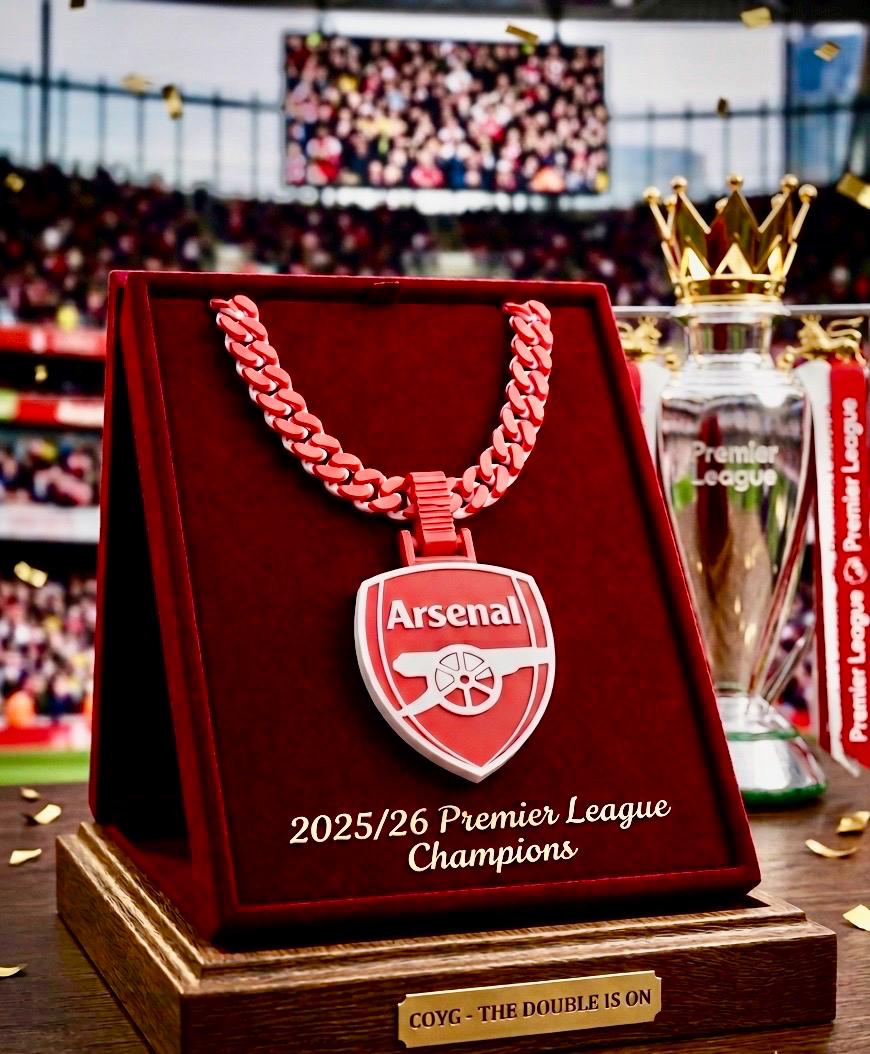 Arsenal FC 3D Printed Pendant & Chain – Red PLA Football Necklace – Gunners Fan Gift – Handmade Soccer Jewelry for Supporters- Champions