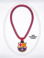 FC Barcelona Fan Chain Necklace | 3D Printed 34-Inch Blaugrana Soccer Pendant | Durable Match Day Gear & Gift for Barça Supporters