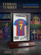Ferran Torres FC Barcelona 3D Printed Jersey Shadowbox | Barça #7 Soccer Memorabilia | Football Fan Gift | FCB Desk Art Decor 5.5x8.5"