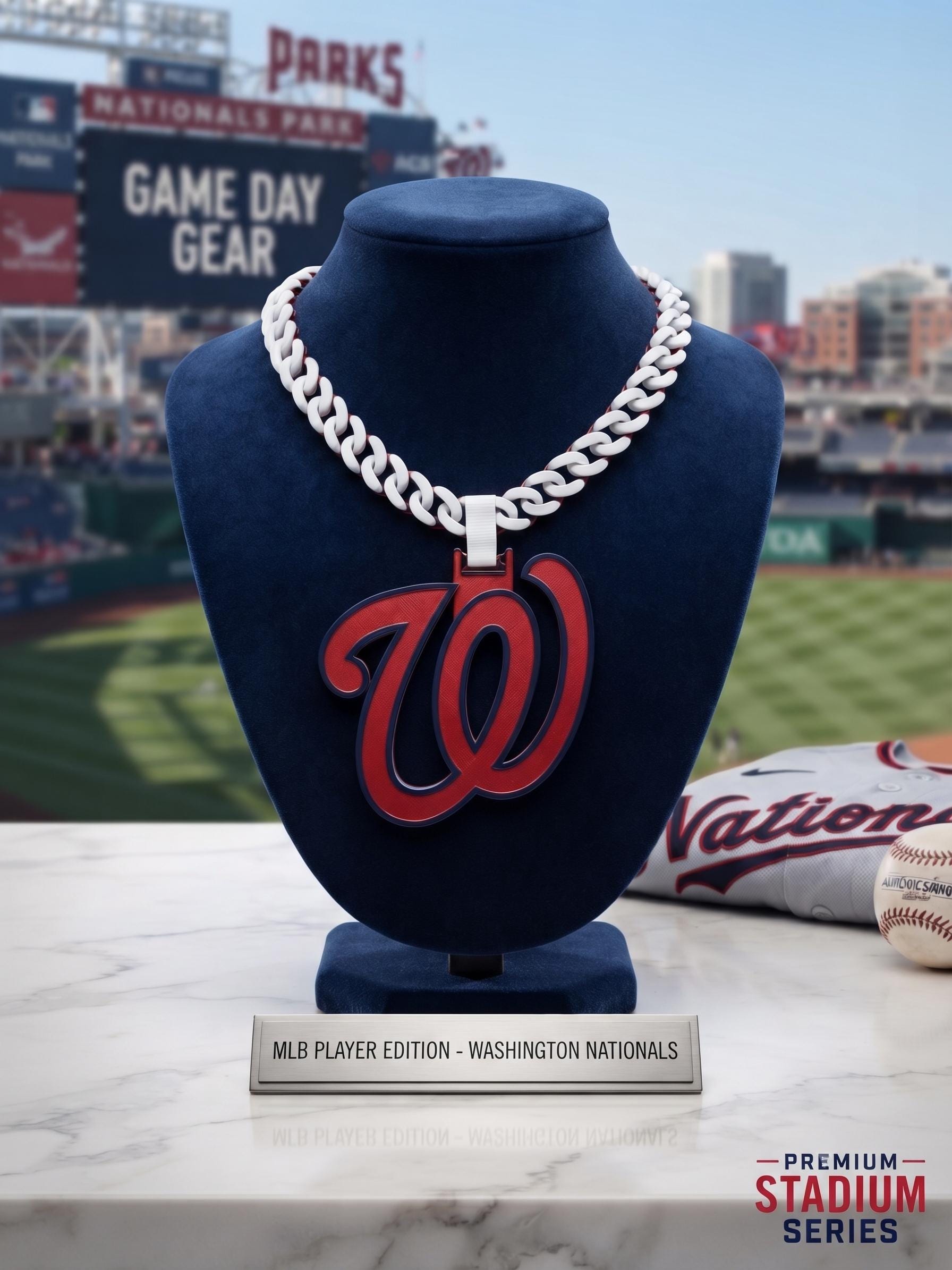 Washington Nationals Necklace - 3D Printed MLB Logo Pendant - Baseball Fan Jewelry - Nationals Fan Gift - Sport Fan Accessories