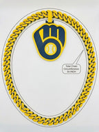 Milwaukee Brewers Necklace - 3D Printed 34 Inch Oversized MLB Fan Chain | Huge Baseball Medallion Bling | Milwaukee Game Day Jewelry Gear
