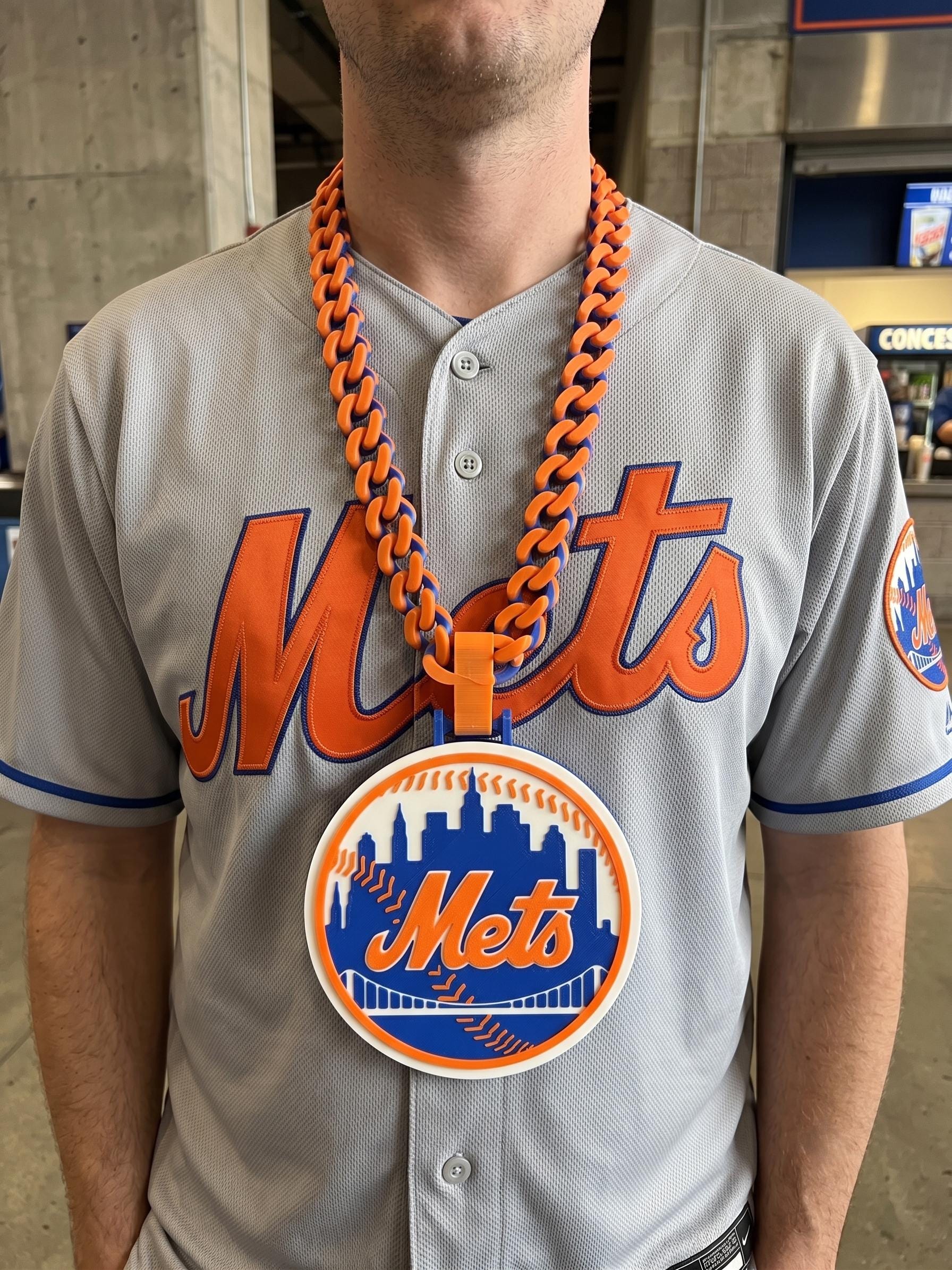 NY Mets Fan Chain & Medallion • 3D Printed Cuban Link Necklace • Queens Baseball Swag • New York Mets Stadium Gear • Citi Field Citizin Gift