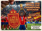 Spain 2026 World Cup Champions Keychain | 2 Stars RFEF Crest Keyring | Lamine Yamal La Roja Soccer Fan Gift | 3D Printed Football Bag Tag