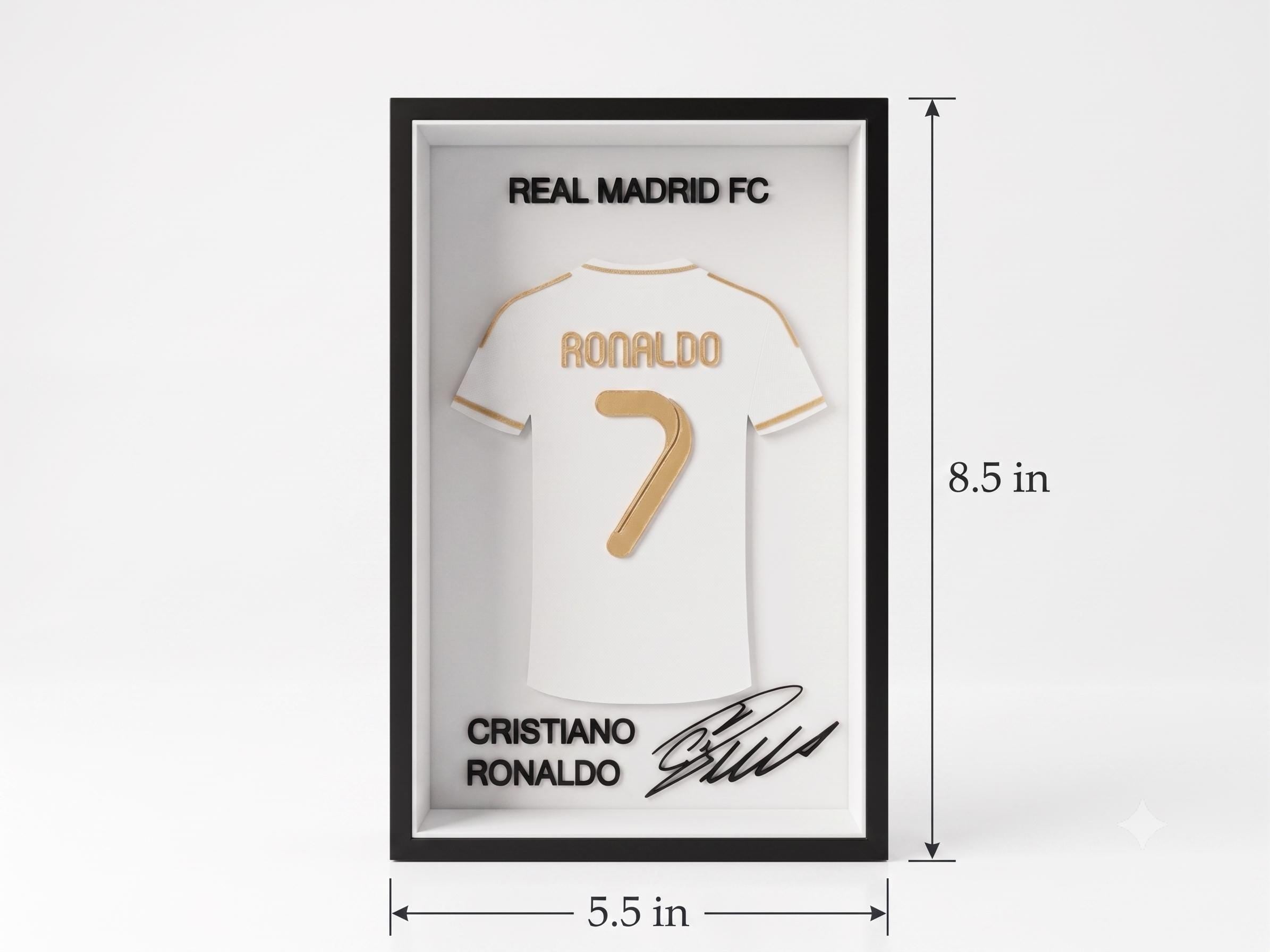 Cristiano Ronaldo Real Madrid Jersey Shadow Box  • 3D Printed  CR7 Wall Art • Ronaldo Gift • Hala Madrid Football Decor • Jersey Display