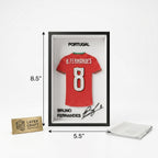 Bruno Fernandes Portugal 3D Printed Jersey Frame – Premium Layered Football Wall Art, Portugal Soccer Fan Desk Decor, 8.5" x 5.5" Display