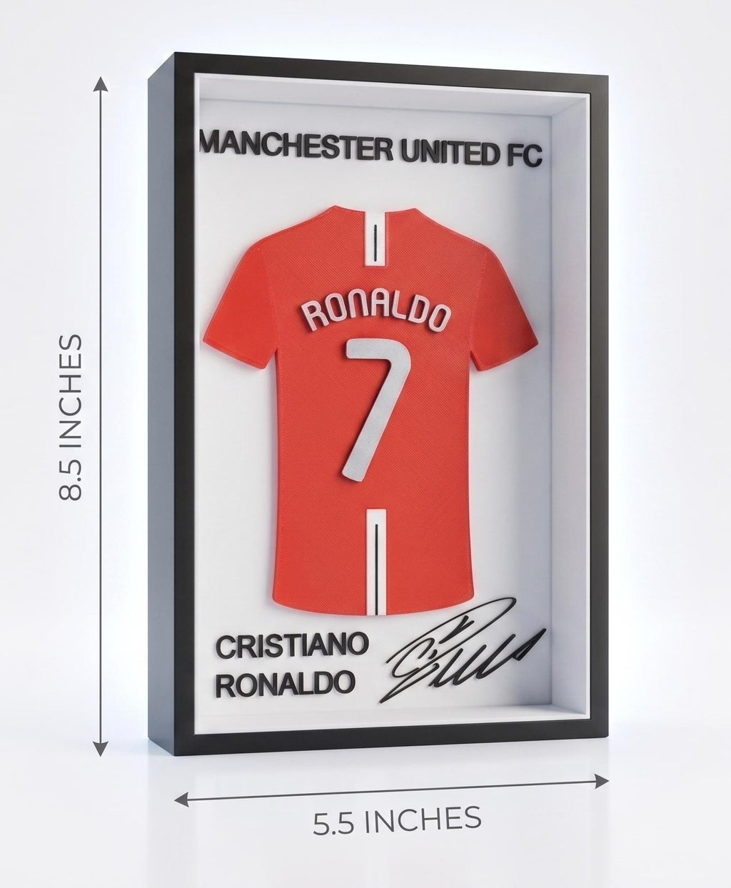 Manchester United Ronaldo Jersey Shadow Box  • 3D Printed  CR7 Wall Art • Ronaldo Gift • Man U Football Decor • Collectible Jersey Display