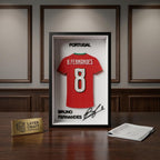 Bruno Fernandes Portugal 3D Printed Jersey Frame – Premium Layered Football Wall Art, Portugal Soccer Fan Desk Decor, 8.5" x 5.5" Display