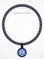 Inter Milan Necklace | 3D Printed Chunky Nerazzurri Black & Blue Chain with Pendant | Italian Soccer Football Fan Merch Gift | 34"