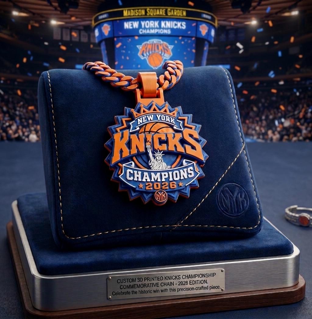 New York Knicks 2026 NBA Championship Necklace, 34" PLA 3D Printed NY Fan Chain