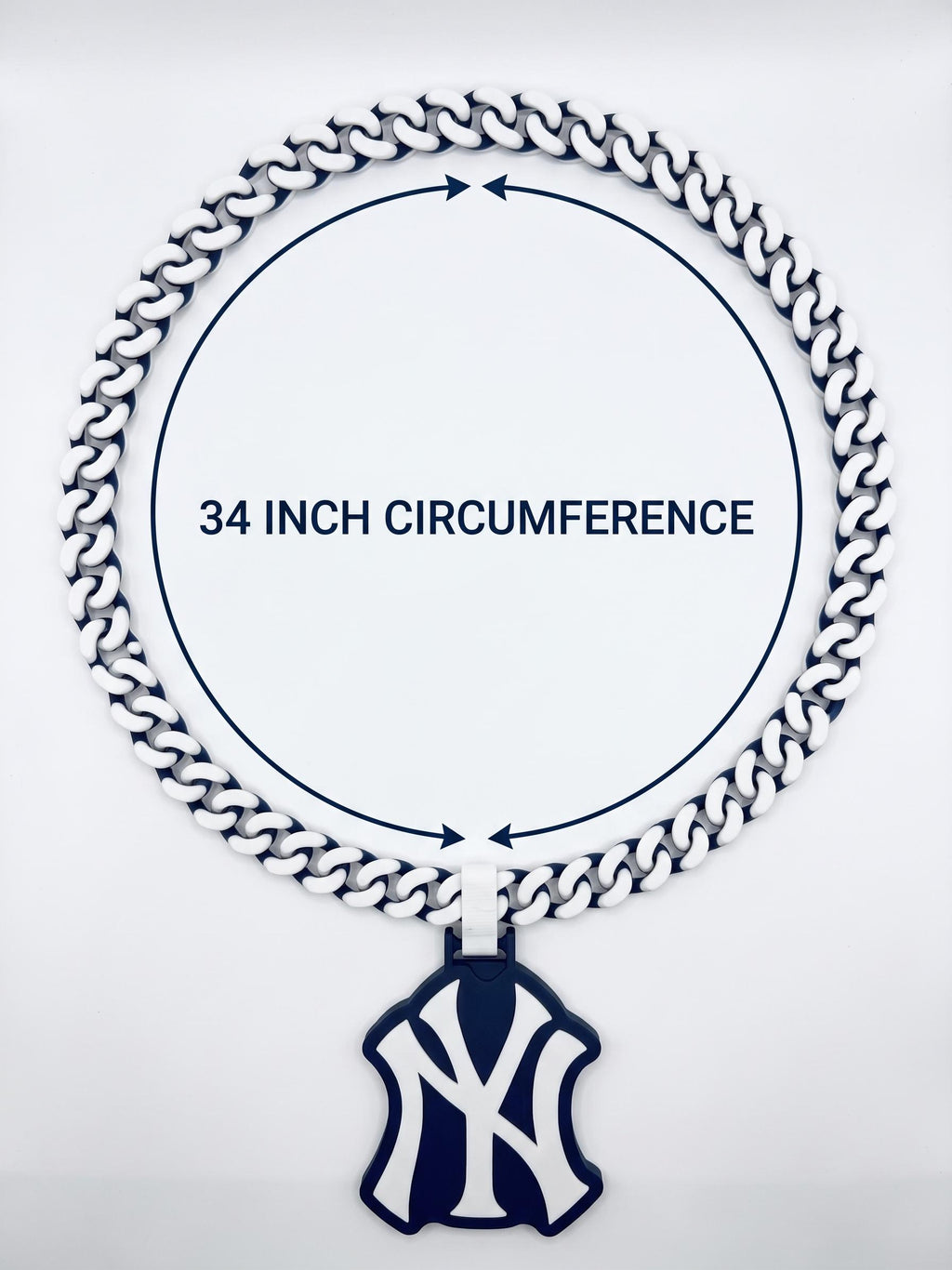 NY Yankees Necklace, Bronx Baseball 3D Printed Fan Pendant, Chunky Curb Chain, Custom MLB Inspired Statement Jewelry