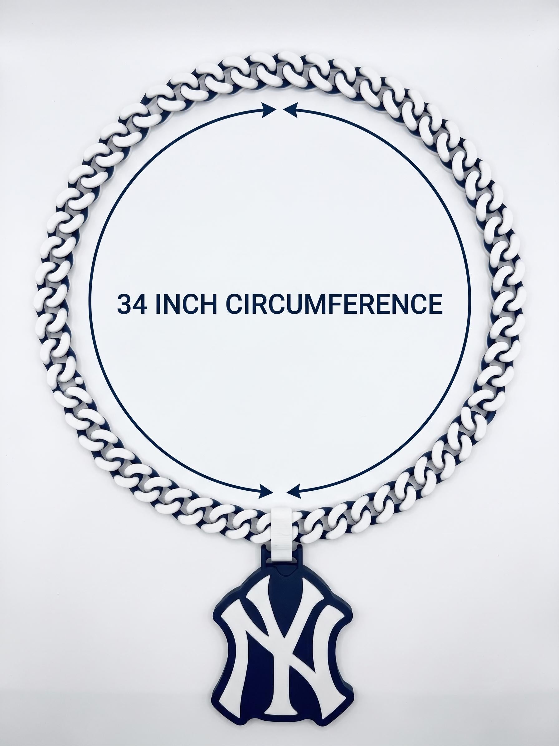 NY Yankees Necklace, Bronx Baseball 3D Printed Fan Pendant, Chunky Curb Chain, Custom MLB Inspired Statement Jewelry