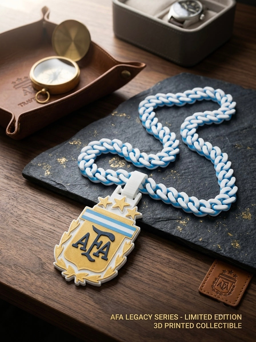 🇦🇷 Argentina Triple‑Star Necklace — 3D Printed Fan Jewelry | World Champions Edition | AFA Crest Pendant