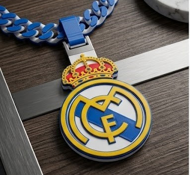 Real Madrid Necklace , 3D Printed Madridista Chain And Pendant- 34 Inch Chain