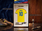 James Rodriguez Colombia 3D Printed Jersey Frame – No. 10 Memorabilia Football Gift, Soccer Desk Decor & Wall Art, Cafeteros Fan Collectible