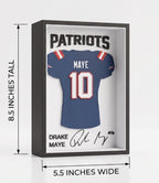 Drake Maye Shadow Box Jersey Frame - 3D Printed New England Patriots Wall Art, NFL Desk Decor, Patriots Fan Gift, Football Shelf Decor
