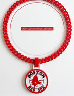 Boston Red Sox Necklace, 3D Printed Red Sox Chain, Large Baseball Pendant Statement Necklace, Boston Fan Game Day Gear, 34 Inch Big Chain