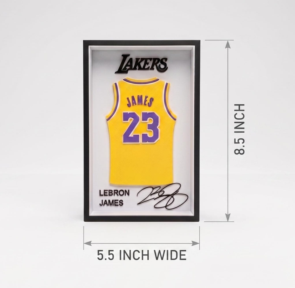 LeBron James 3D Printed Jersey Shadow Box | Los Angeles Lakers NBA Decor for Dorm Room, Desk & Shelf | Back to School Sports Fan Gift