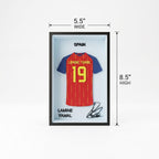 Lamine Yamal Spain 3D Printed Jersey Frame – Premium Layered Football Wall Art, Spain Soccer Fan Desk Decor, Compact 8.5" x 5.5" Display