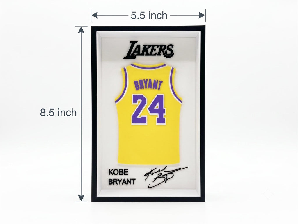 Kobe Bryant Lakers Jersey Shadow Box | 3D Printed NBA Basketball Fan Desk & Wall Decor | Sports Memorabilia Gift for Him | 8.5x5.5 Display