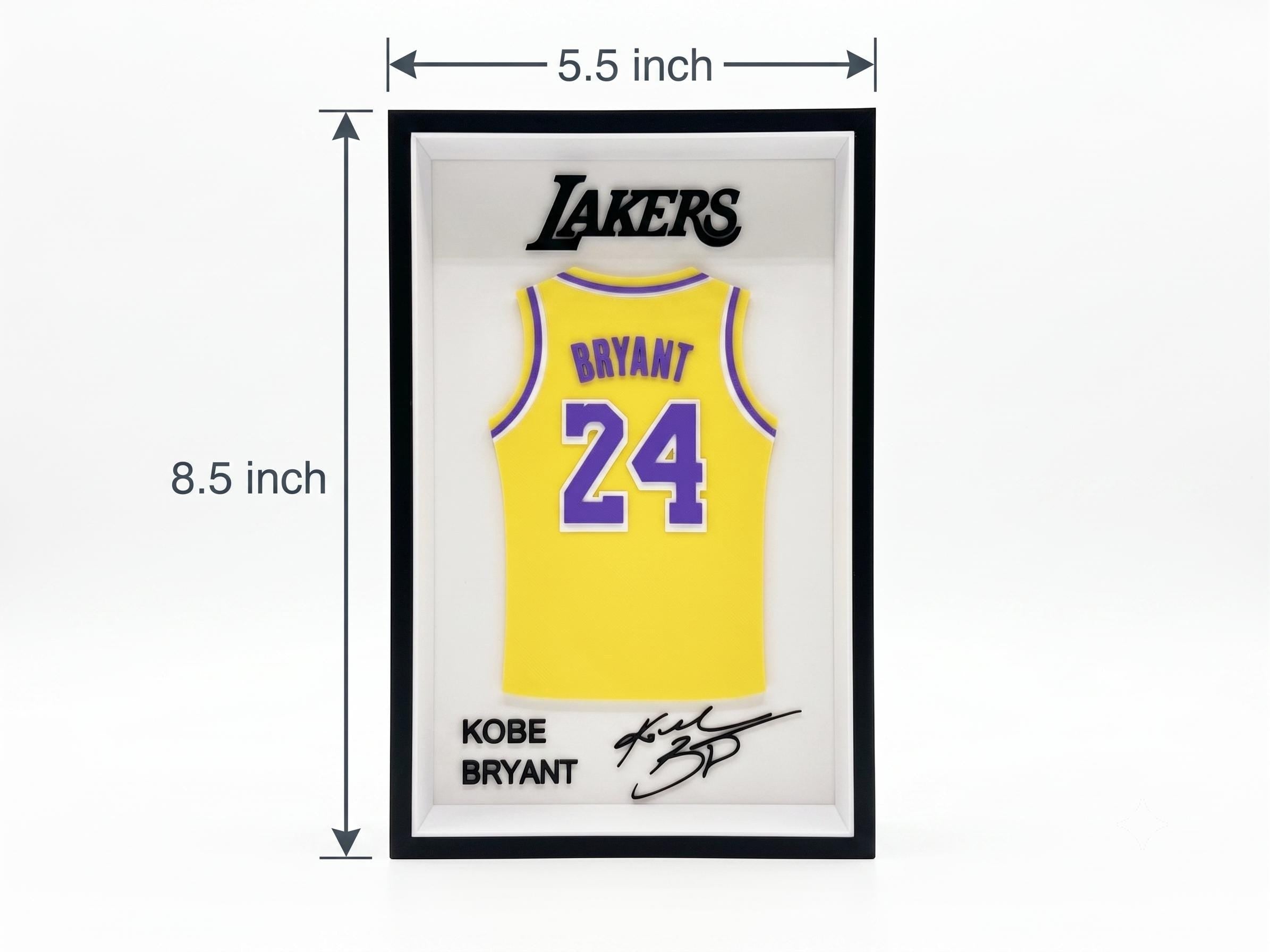 Kobe Bryant Lakers Jersey Shadow Box | 3D Printed NBA Basketball Fan Desk & Wall Decor | Sports Memorabilia Gift for Him | 8.5x5.5 Display