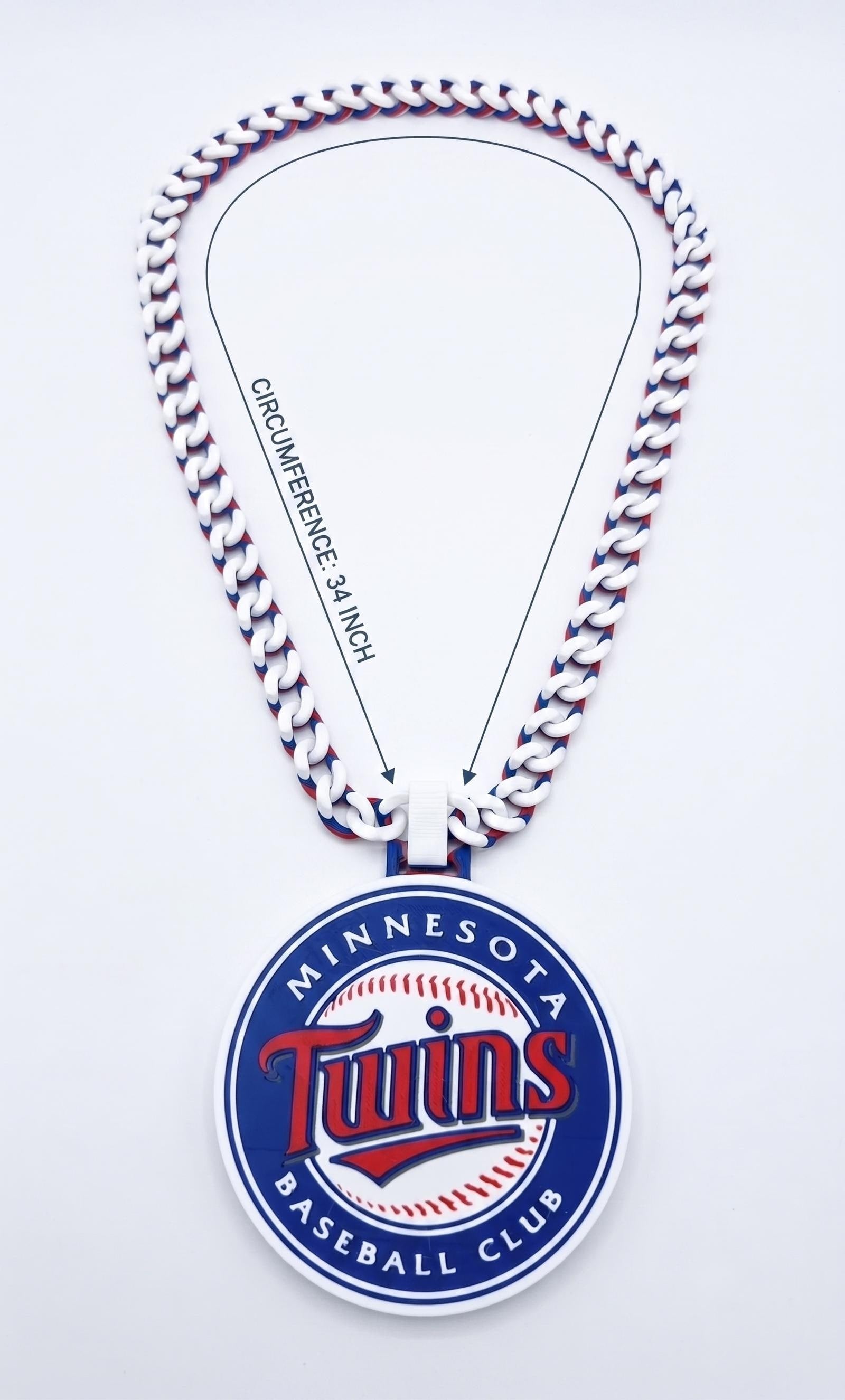 Minnesota Twins 3D Printed Necklace, MLB Fan Gear, Baseball Pendant Jewelry, Custom Sports Chain, Twins Baseball Gift, MLB Team Accessory