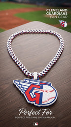 Cleveland Guardians Fan Chain Necklace, 3D Printed Baseball Pendant, Guardians MLB Chain, Cleveland Baseball Gift, 34 Inch Chain