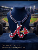 Atlanta Braves Necklace 3D Printed Tomahawk Chain | Oversized Sports Fan Chain Turnover Necklace | Atlanta Baseball Gift For Him Men 34"
