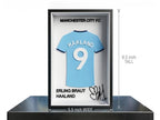 Erling Haaland Man City 3D Printed Jersey Shadow Box | Soccer Desk & Wall Art | Back to School College Dorm Decor | Football Fan Gift