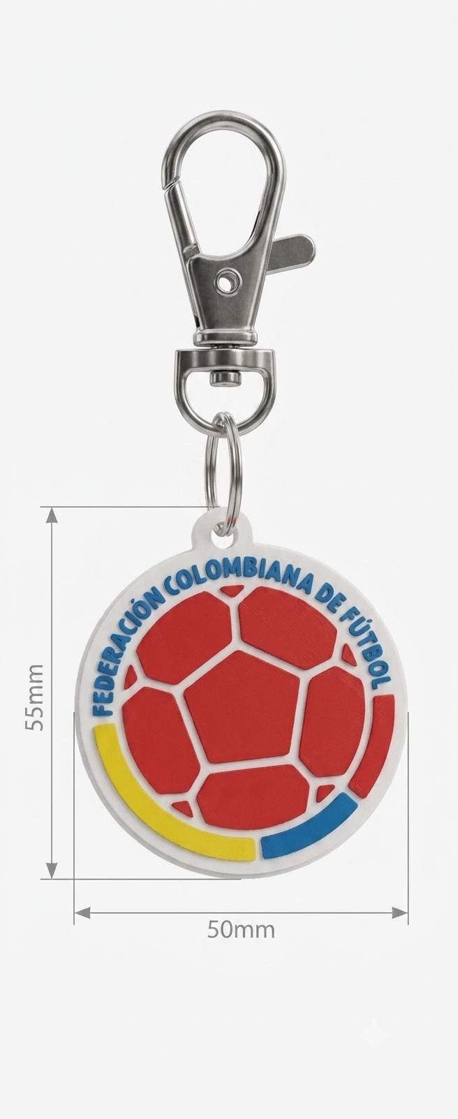 Colombia World Cup Soccer Keychain, FCF Federación Colombiana de Fútbol Crest Keyring, Tricolor Soccer Ball Fob, 3D Printed Fandom Gift