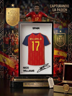 Nico Williams Spain 3D Printed Jersey Shadow Box | Spanish National Team Football Wall Art | Soccer Fan Gift | La Roja Sports Decor