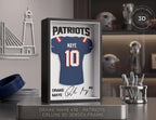 Drake Maye Shadow Box Jersey Frame - 3D Printed New England Patriots Wall Art, NFL Desk Decor, Patriots Fan Gift, Football Shelf Decor