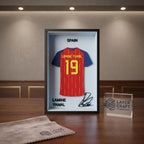 Lamine Yamal Spain 3D Printed Jersey Frame – Premium Layered Football Wall Art, Spain Soccer Fan Desk Decor, Compact 8.5" x 5.5" Display