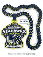 Seattle Seahawks Super Bowl Chain |NFL 34" Fan Necklace & Pendant