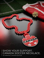 Canada Soccer 3D Printed Necklace & Pendant – Red White Football Chain – Handmade Fan Jewelry – Limited Edition Gift – World Cup Décor