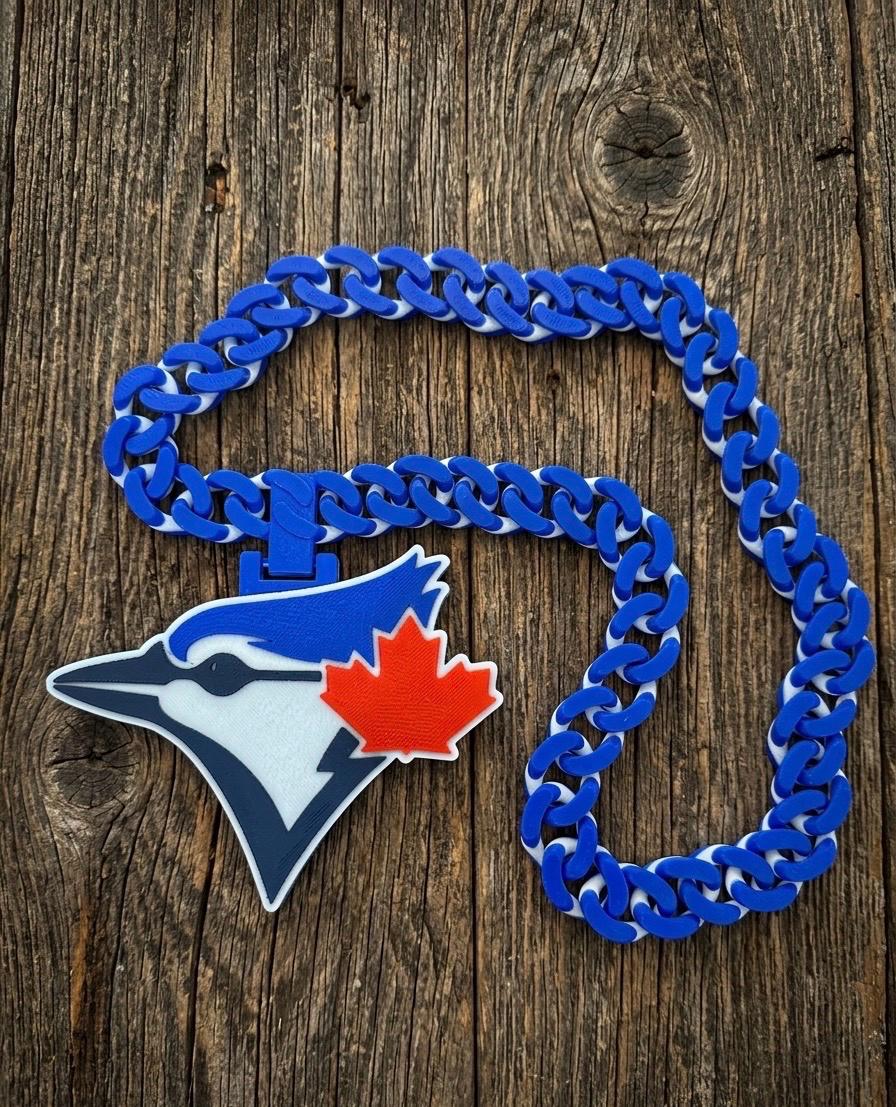 Toronto Blue Jays 3D Printed Necklace & Pendant – Blue White Chain – Handmade Baseball Jewelry – Fan Gift for Canadian Supporters - Custom