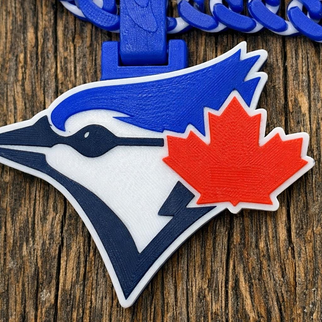 Toronto Blue Jays 3D Printed Necklace & Pendant – Blue White Chain – Handmade Baseball Jewelry – Fan Gift for Canadian Supporters - Custom