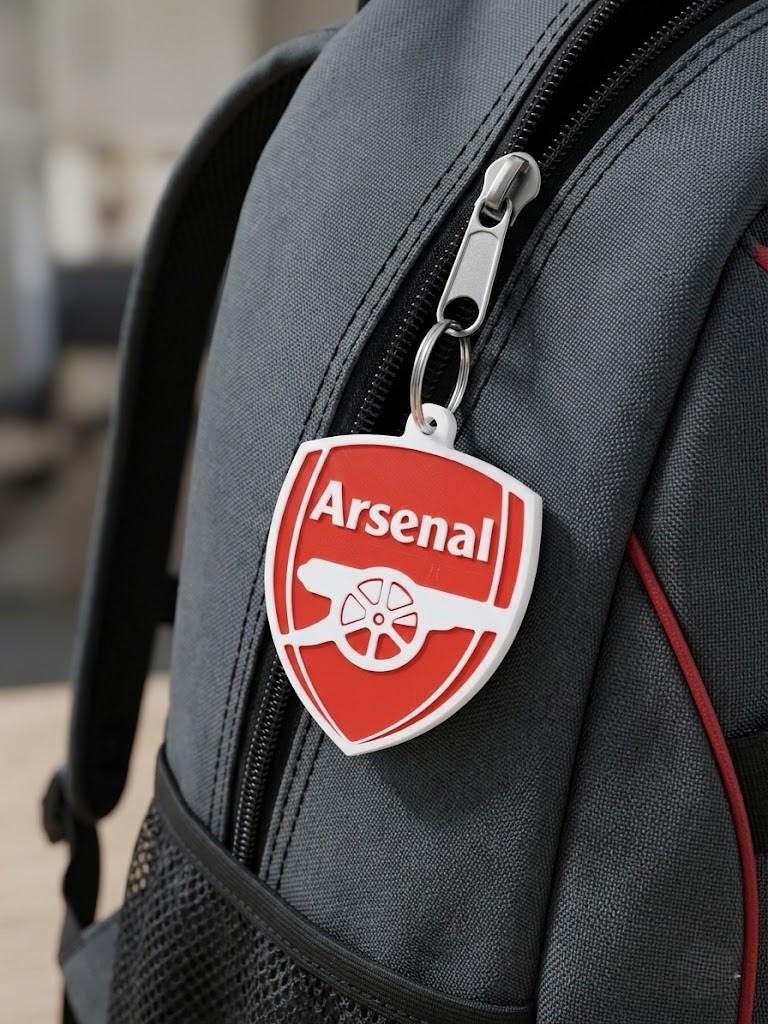 3D Printed Arsenal Keychain • Football Fan Gift • Gunners Accessory • North London Key Ring • Metal Swivel Clasp Included