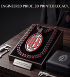 AC Milan Rossoneri 3D Printed Necklace & Pendant – Red Black Football Chain – Handmade Soccer Jewelry – Fan Gift for Supporters – UCL