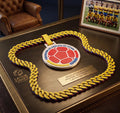 Colombia Necklace • 3D Printed Colombian Football Pendant • World Cup Jewelry • Colombia Gift • Fan Chain • Yellow Blue Red Pendant