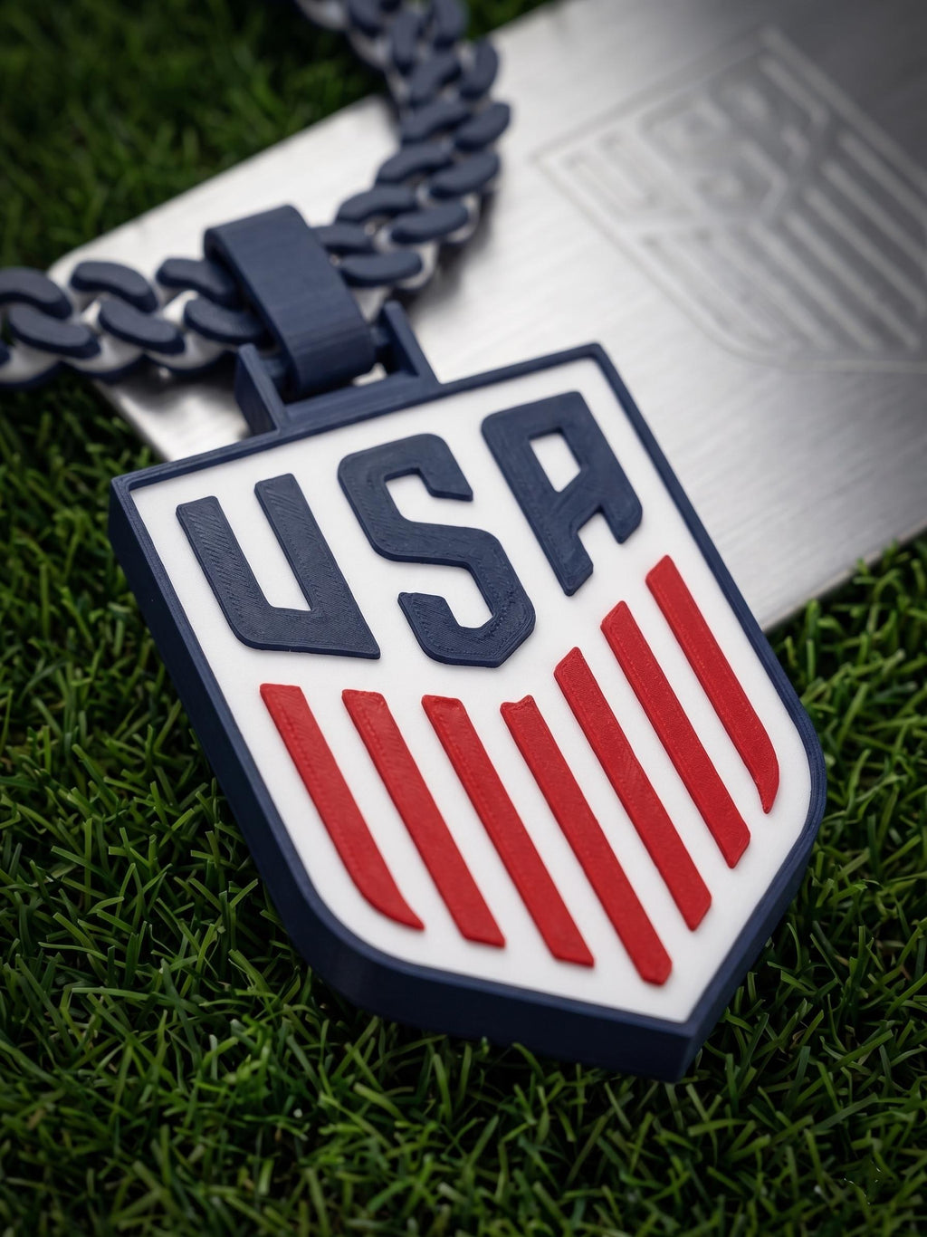 3D Printed USA Soccer Pendant & Chain | USMNT Fan Necklace | Patriotic Gift | Collector’s Edition | Handmade Sports Jewelry | World Cup Gear