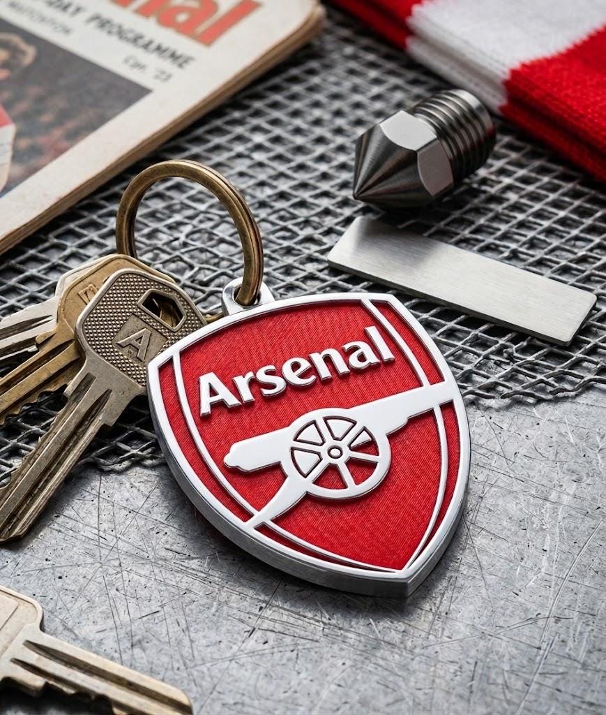 3D Printed Arsenal Keychain • Football Fan Gift • Gunners Accessory • North London Key Ring • Metal Swivel Clasp Included