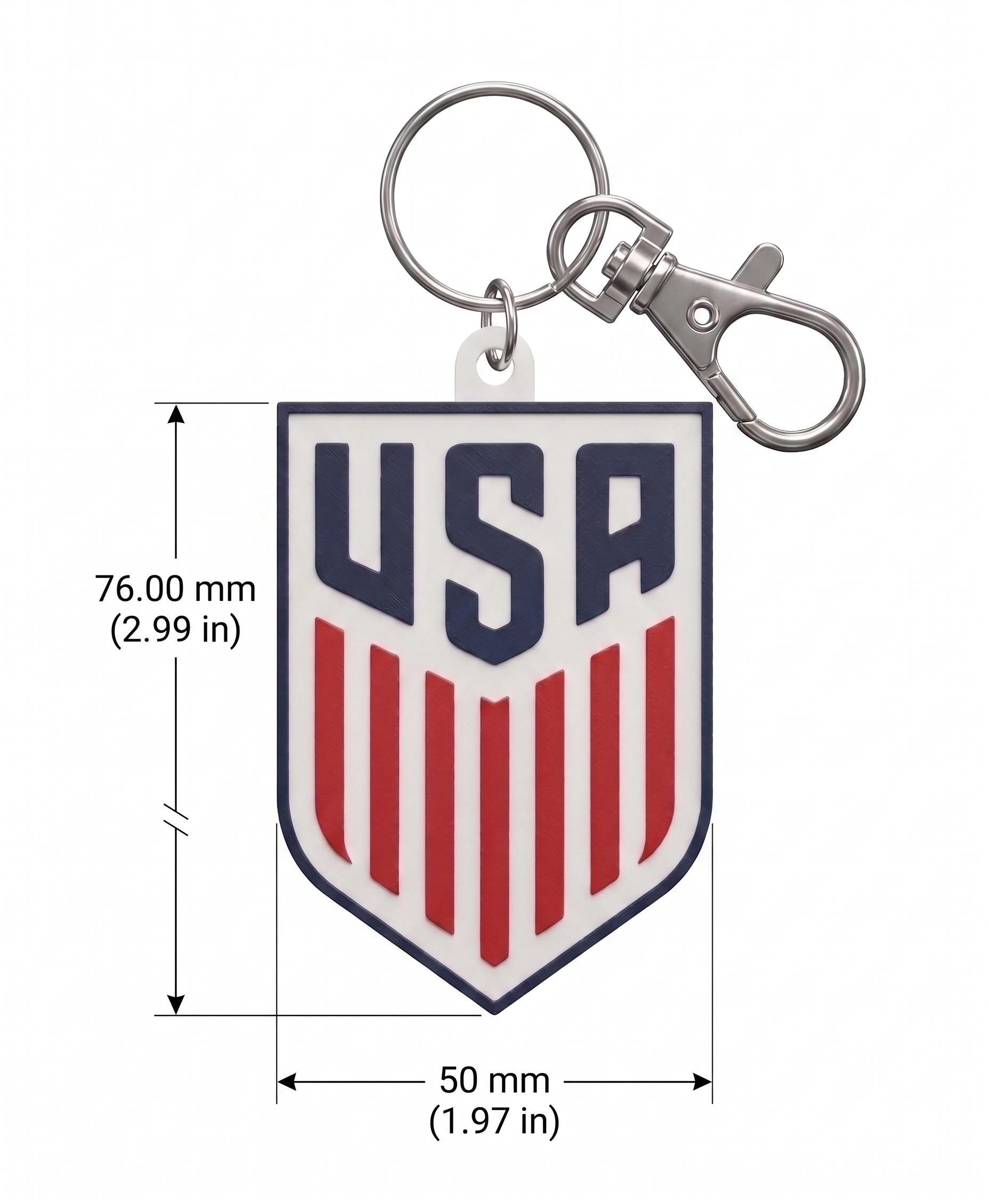USA Keychain • USMNT Keychain • American Flag Keychain • Soccer Fan Gift • USA Football Accessory • Red White Blue Keychain • 3D Printed