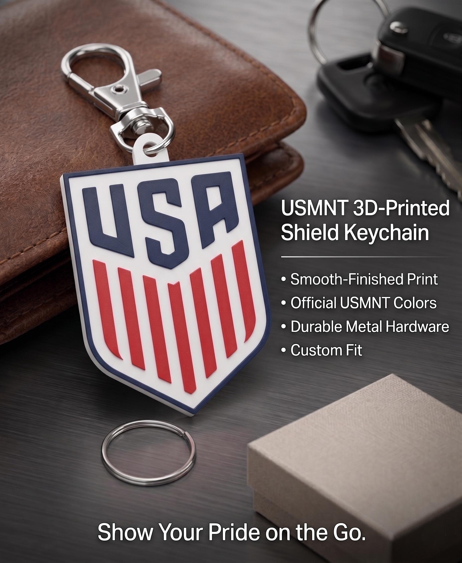 USA Keychain • USMNT Keychain • American Flag Keychain • Soccer Fan Gift • USA Football Accessory • Red White Blue Keychain • 3D Printed