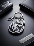 Real Madrid Keychain – Black & Silver Edition - 3D Printed Hala Madrid Bag Tag