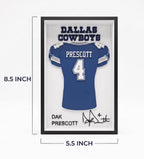 Dallas Cowboys 3D Printed Jersey Shadow Box – Dak Prescott #4 Football Memorabilia | Dallas Cowboys Fan Gift, NFL Desk & Wall Decor