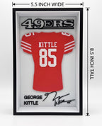 George Kittle 3D Printed Jersey Shadow Box | San Francisco 49ers Desk Decor | SF Niners Football Fan Gift | 8.5x5.5 Wall & Shelf Display